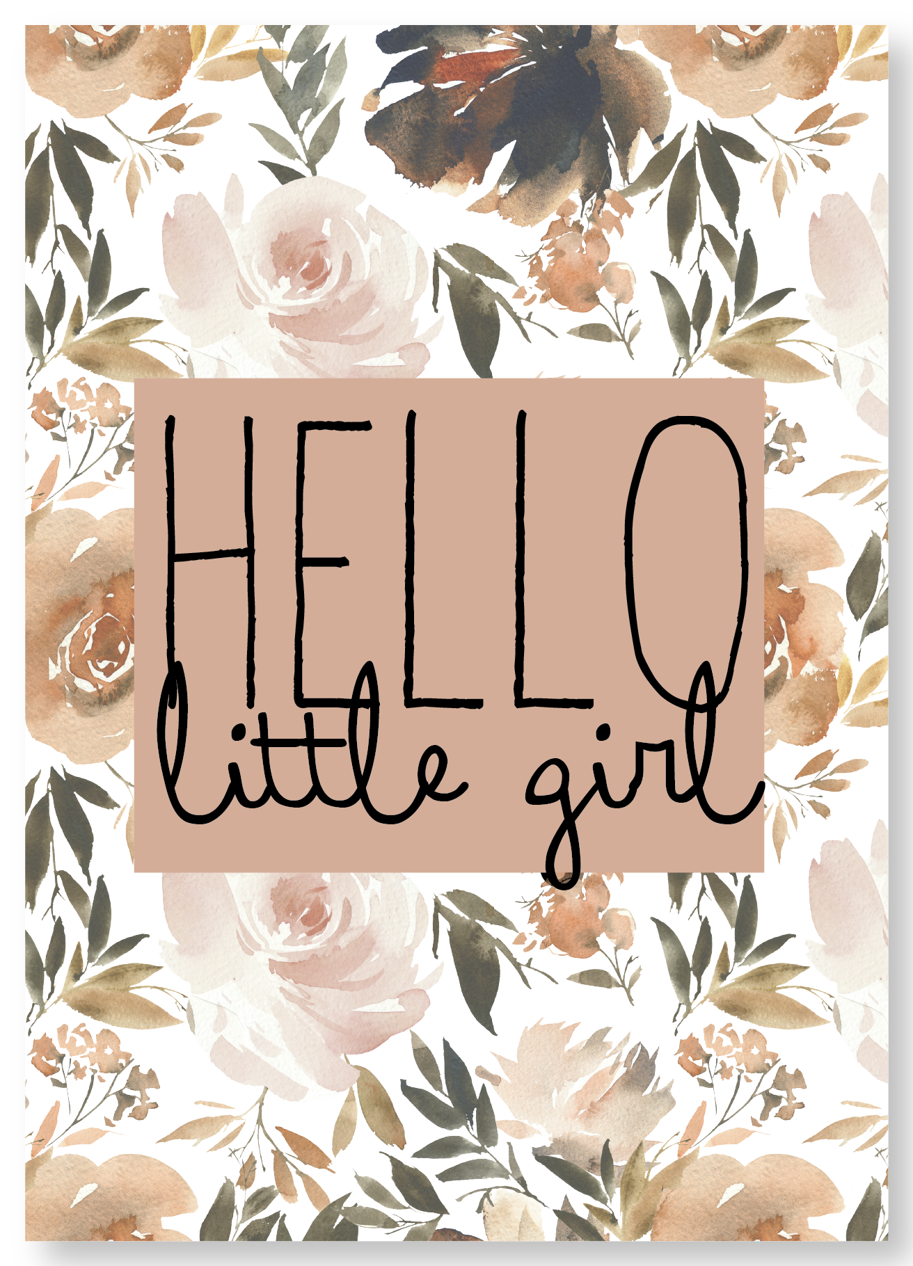 Wenskaart geboorte meisje bloemen