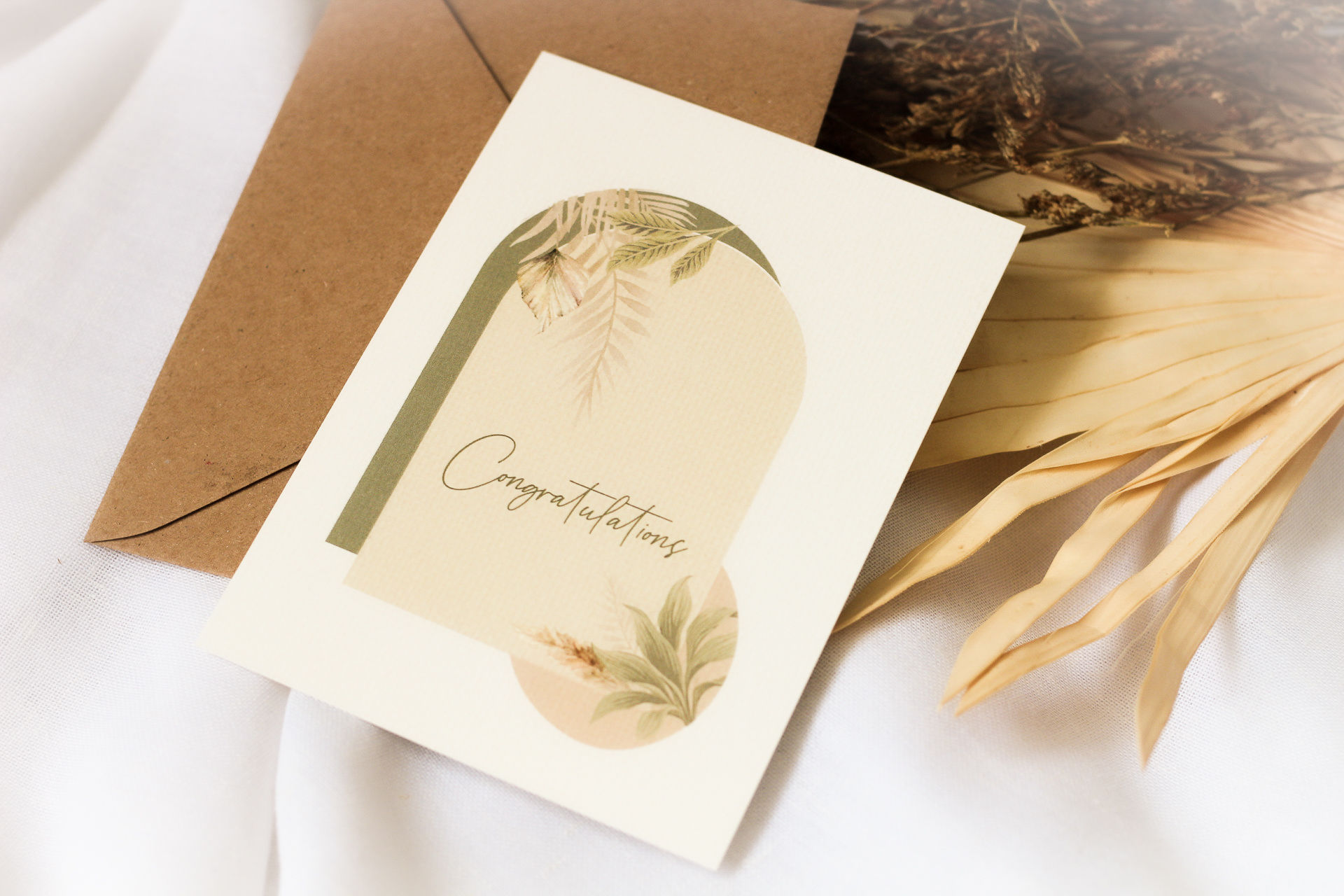 Wenskaart | Congratulations boho groen