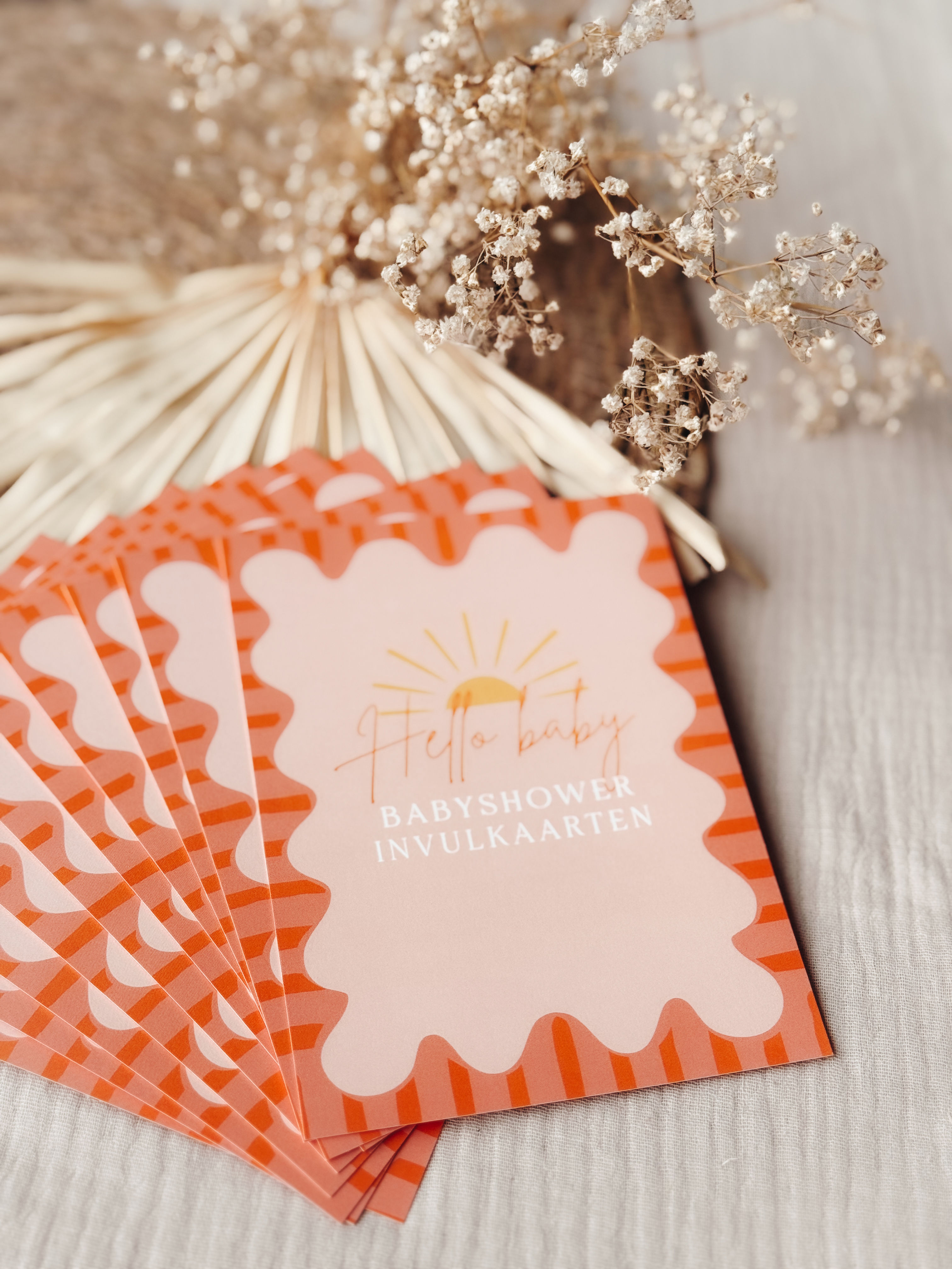 Babyshower invulkaarten Orange pink Sun