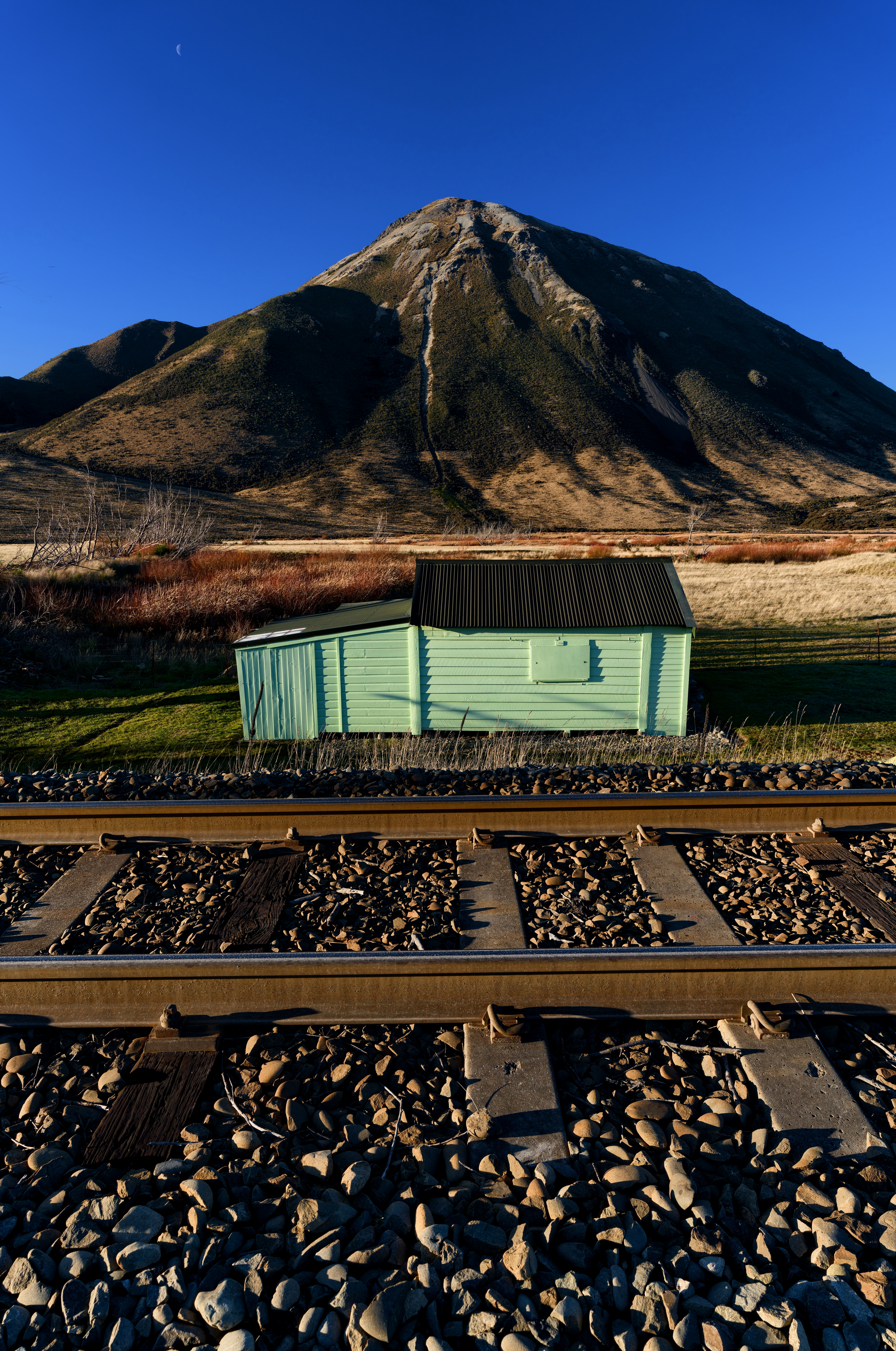 Railway, Green Crib, Mountain and the Moon
