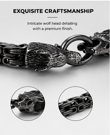Thumbnail: Wolf Head Stainless Steel Bracelet