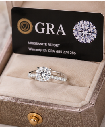 Thumbnail: S925 Sterling Silver 1 Carat Moissanite  Round Cut Solitaire Ring