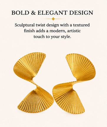 Thumbnail: Stainless Steel Shell Fan Design Earrings