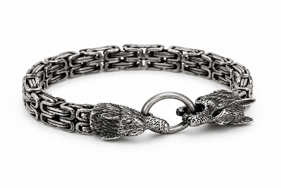 Thumbnail: Wolf Head Stainless Steel Bracelet