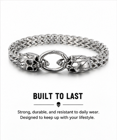Thumbnail: Stainless Steel Skull Bracelet