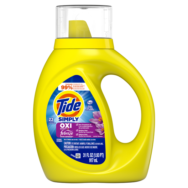 Tide Oxi Boost + Febreze Laundry Detergent, Sunny Breeze (31 fl oz, 22 loads)