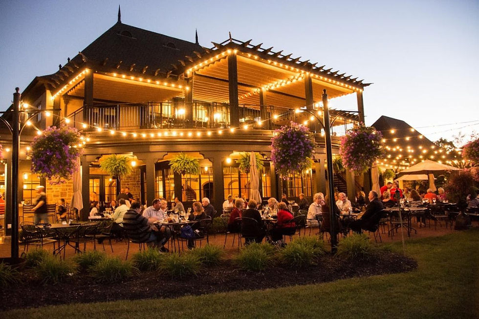 Cimi's Bistro's breathtaking summer patio, offering unparalleled views of our signature Hole No. 9. A one-of-a-kind experience in Columbus, Ohio. Reserve your table today at www.cimisbistro.com. Open to everyone—no membership required!