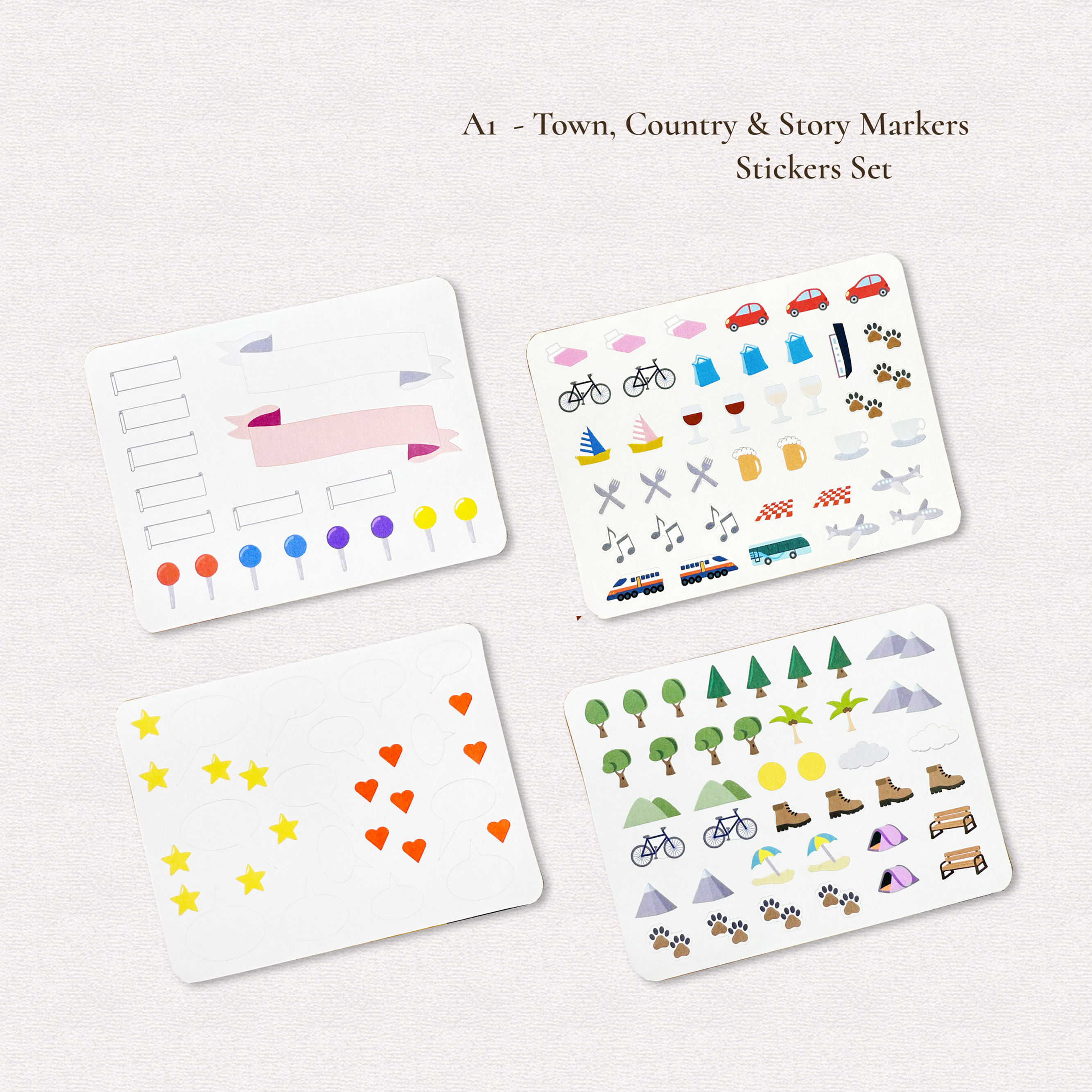 Town, Country & Story Markers Sticker Set - A1a