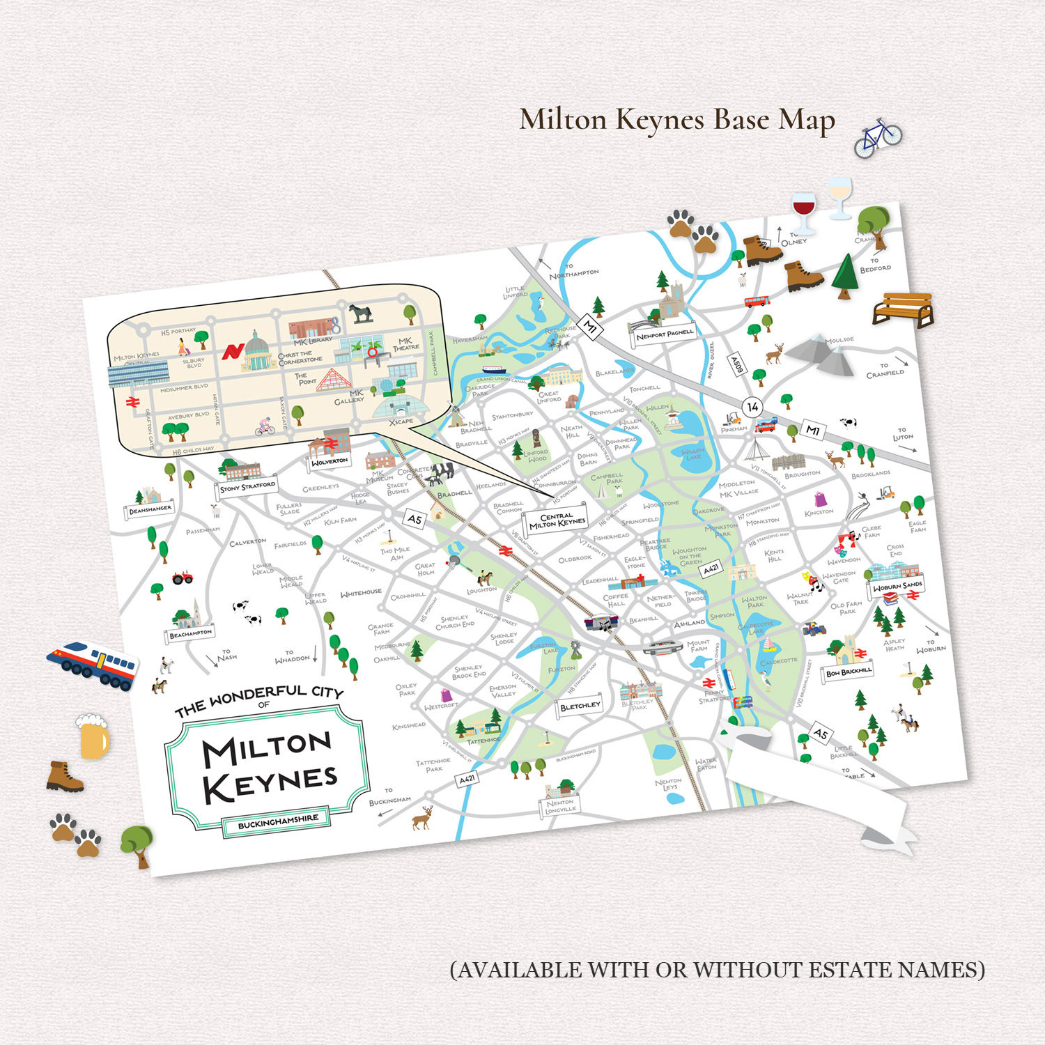 Milton Keynes Base Map (various sizes)