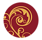 Essex Street Inn logo symbol, a maroon circle with a gold decorative swirl