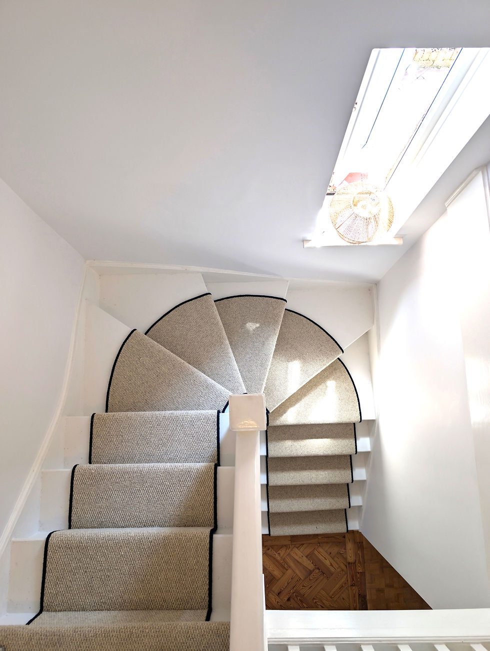 a bespoke stair runner with wool edge