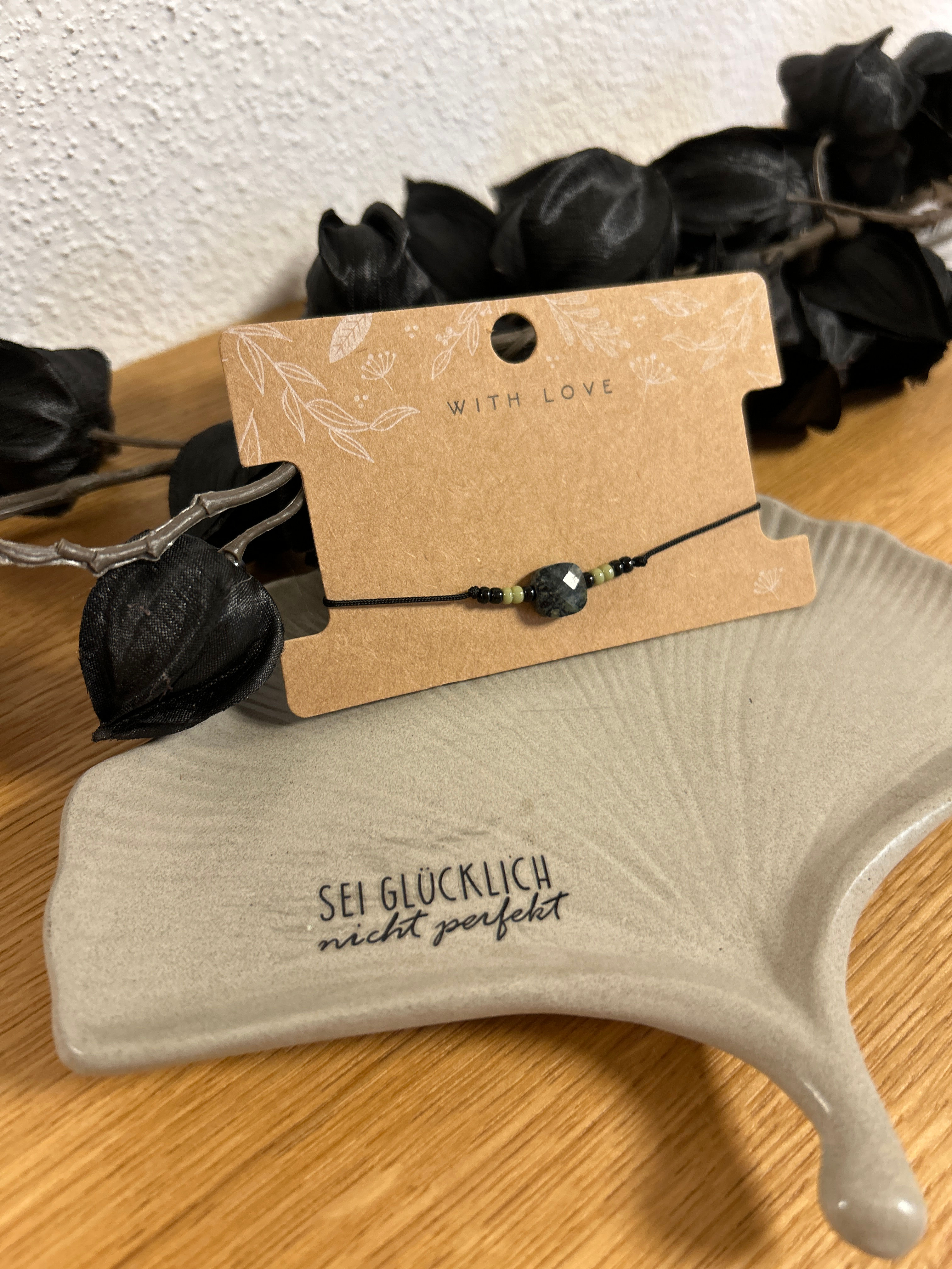 Naturstein „black/green“ Armband