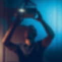 man doing projector installation