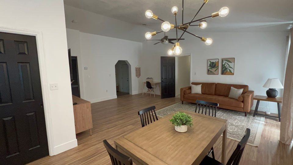 Modern living room and dining area