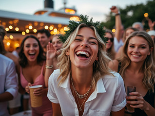 Christmas party on a charter yacht in Fort Lauderdale with festive décor and guests celebrating on the water