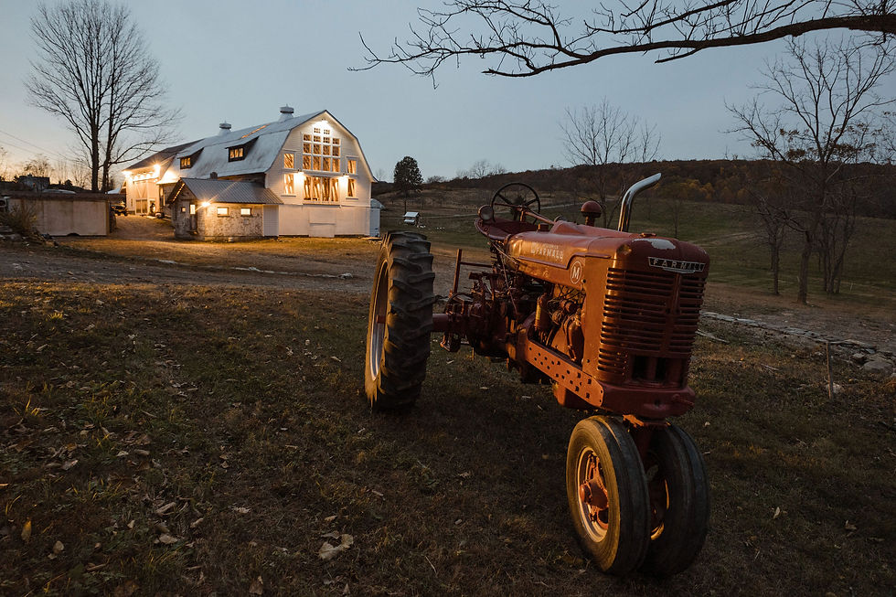 the farm at glenwood mountain - barn at dusk
