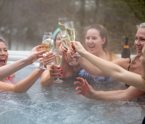 people having fun in a hot tub