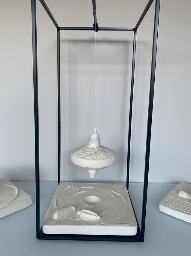 “ Rebirth of the Spinning Top״, plaster, metal frame, 2019.jpeg