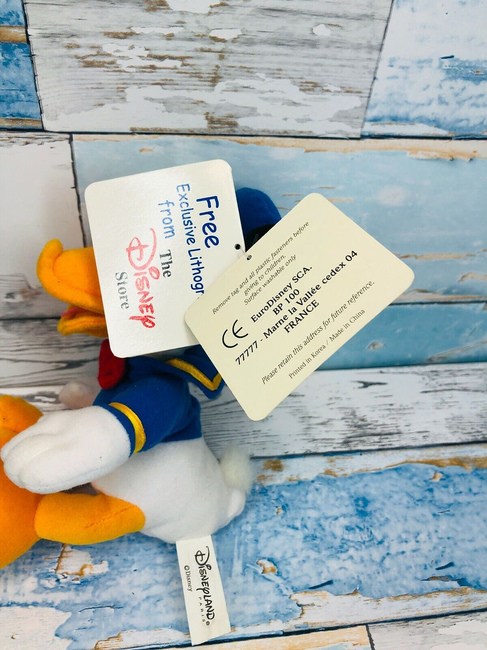 Thumbnail: Walt Disney Donald Duck Disneyland Paris Plush Beanie BNWT 8"