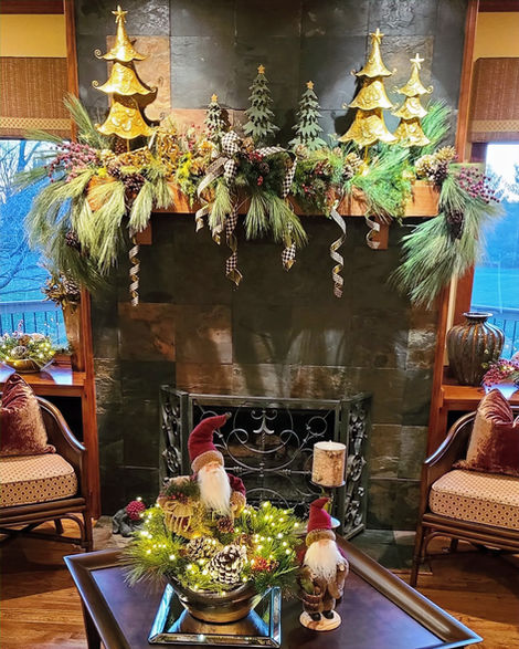 Festive holiday mantel