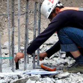 pile integrity test at the construction site 