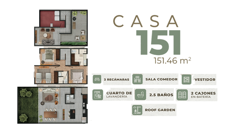 Render casa 151 metros cuadrados