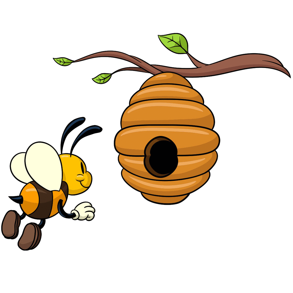 Bee & Hive Transparent.gif