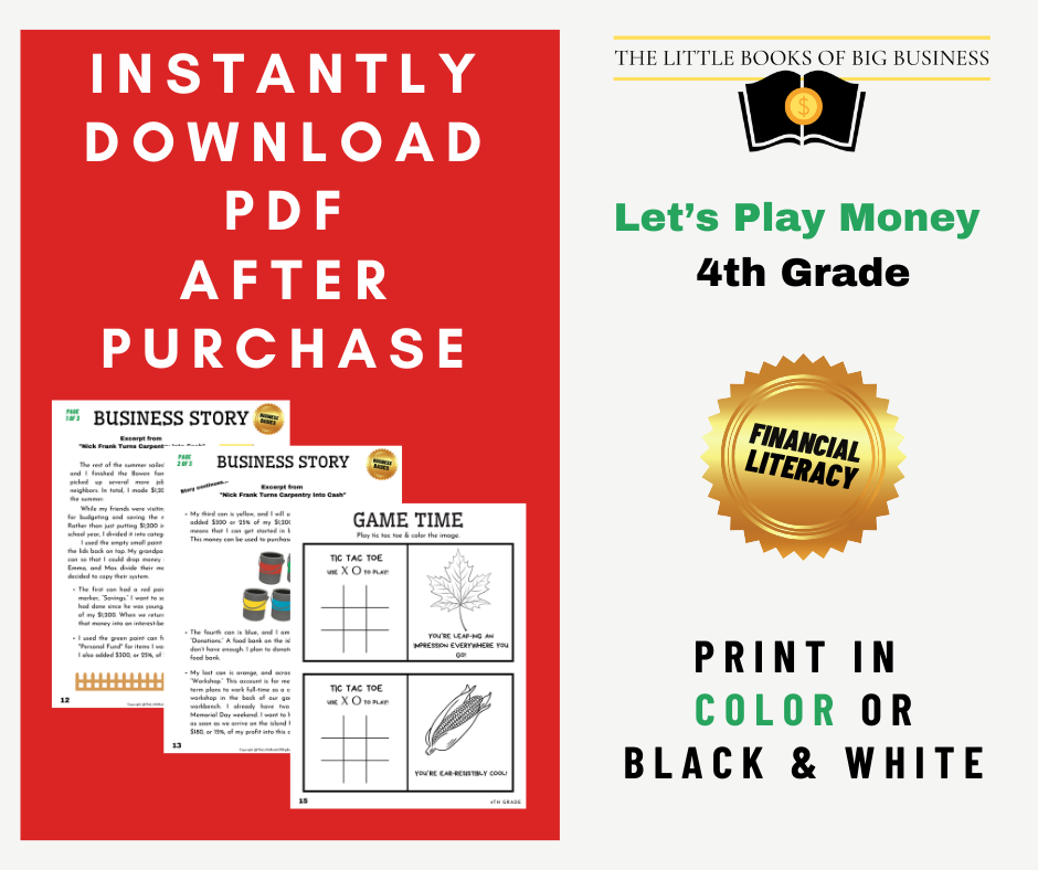 Thumbnail: 4th Grade SEPTEMBER "Let's Play Money" Printable Packet