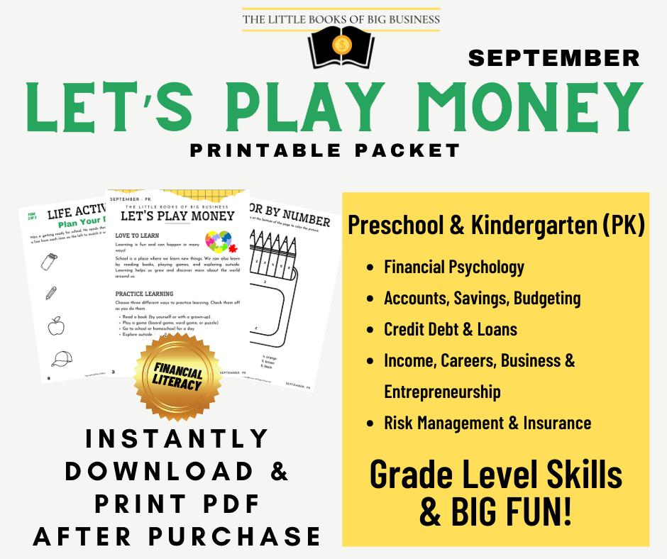 PK SEPTEMBER "Let's Play Money" Printable Packet