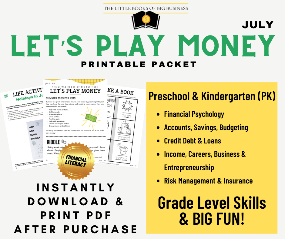 PK JULY "Let's Play Money" Printable Packet