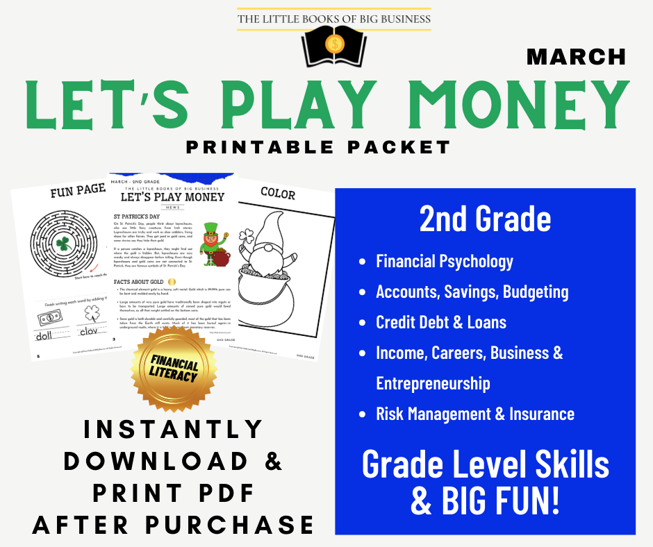 2nd Grade MARCH "Let's Play Money" Printable Packet