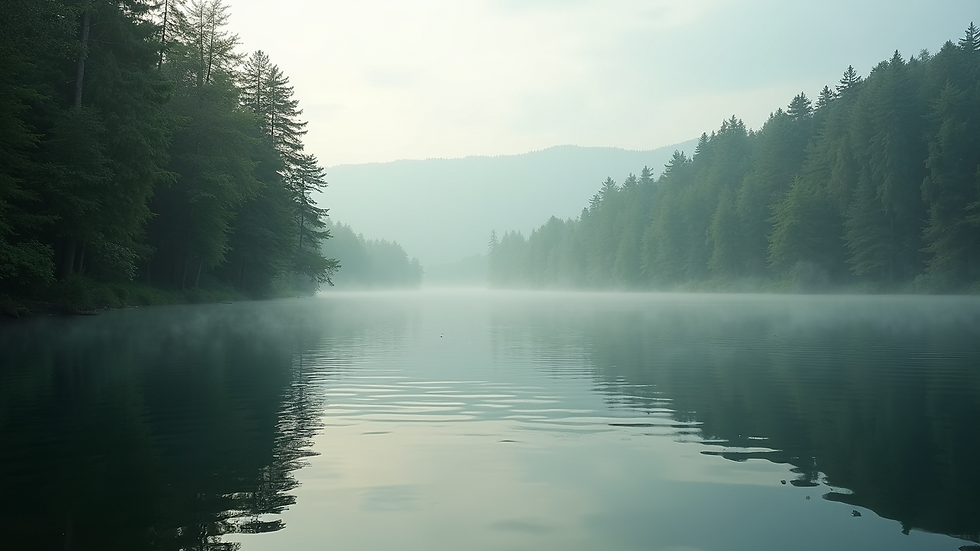 Close-up of a calm lake surrounded by trees, symbolizing tranquility and harmony