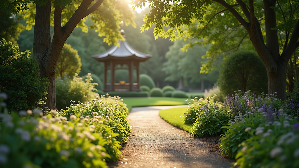 High angle view of a peaceful garden path ideal for contemplation