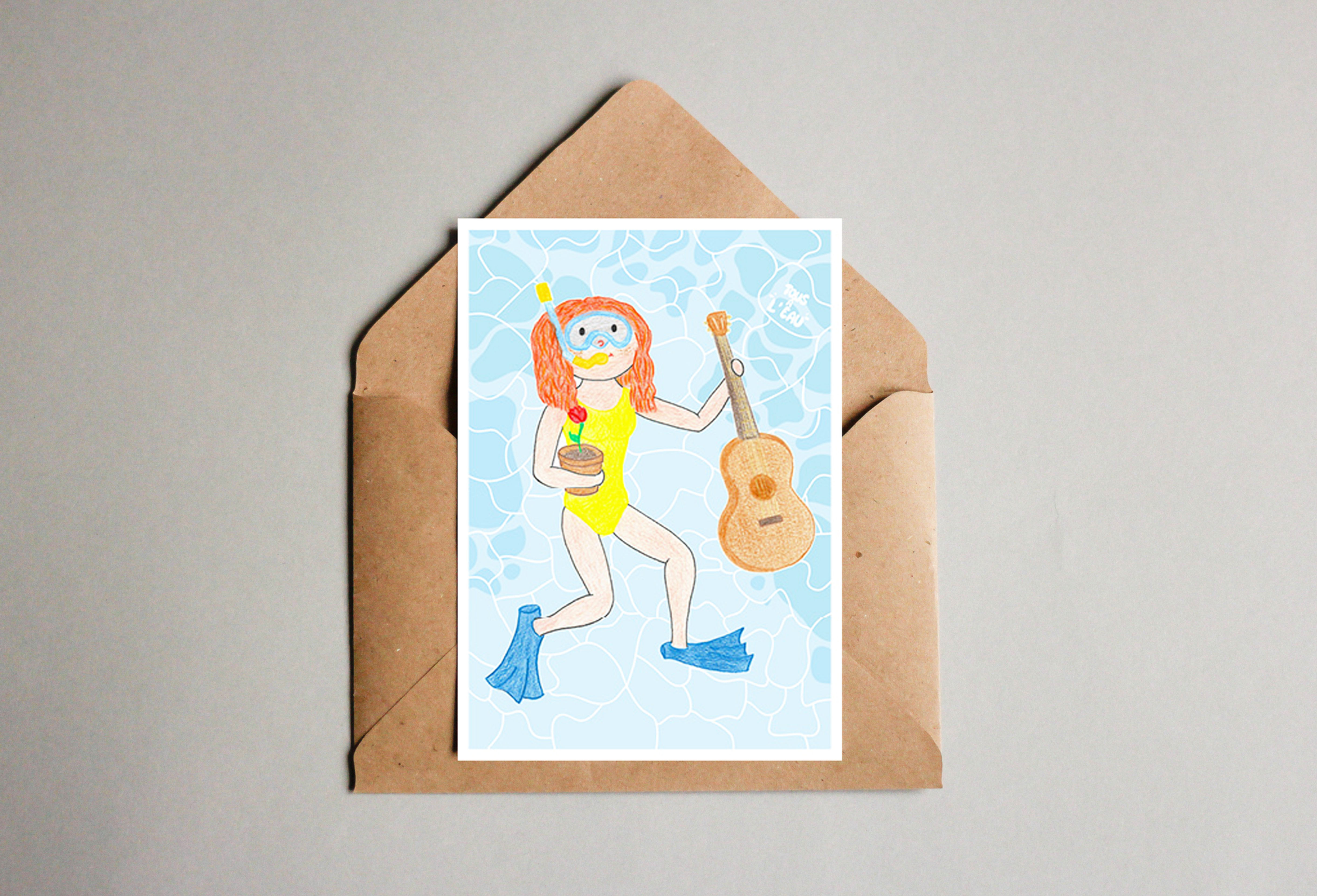 Carte postale "Tous à l'eau"