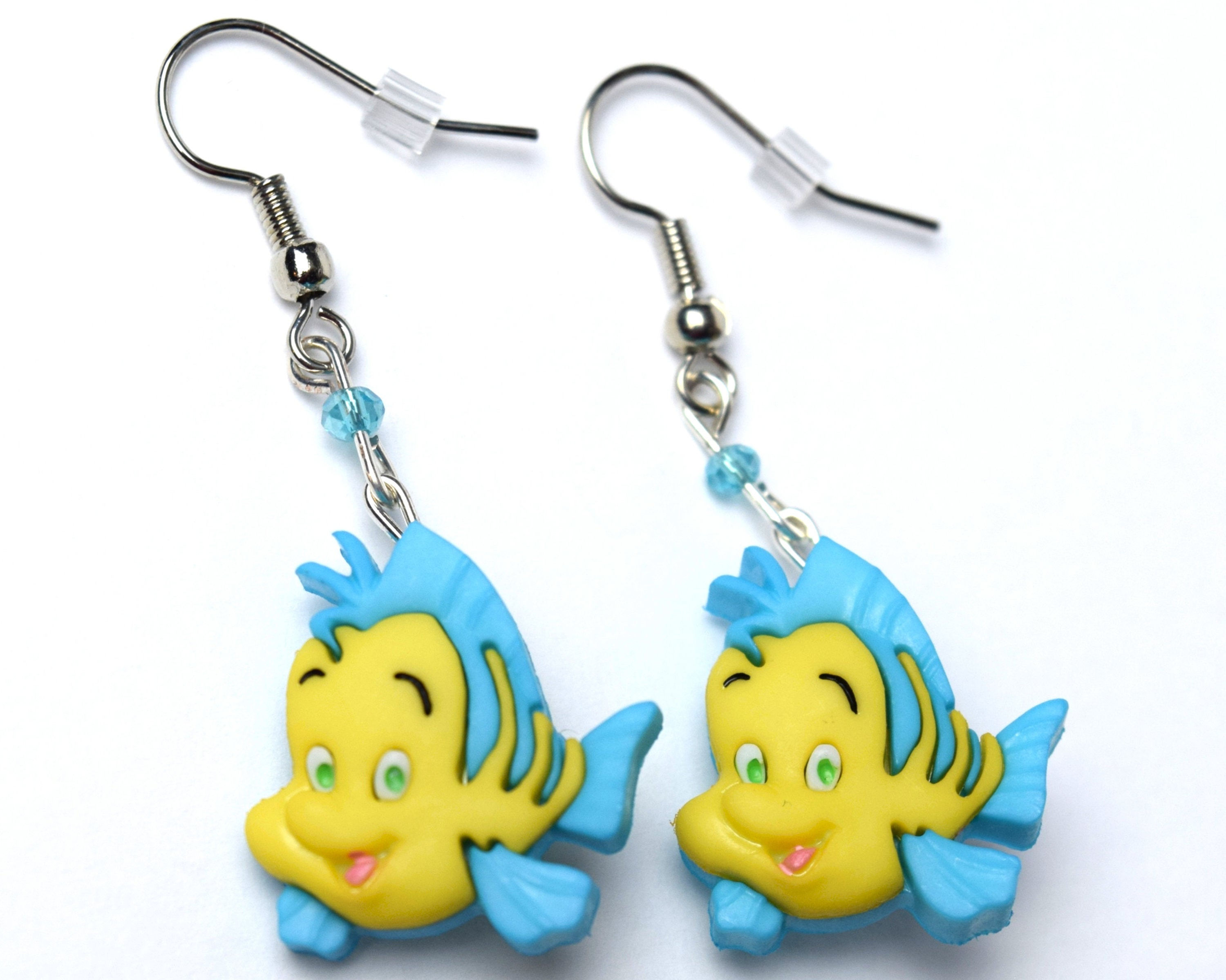 Little Mermaid Flounder Drop Earrings | Flounder Earrings | Disney Earrings | Di