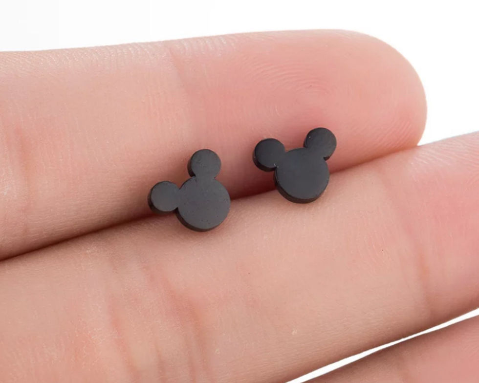 Thumbnail: Black Hidden Mickey Earrings | Mickey Mouse Studs | Mickey Head Earrings | Micke