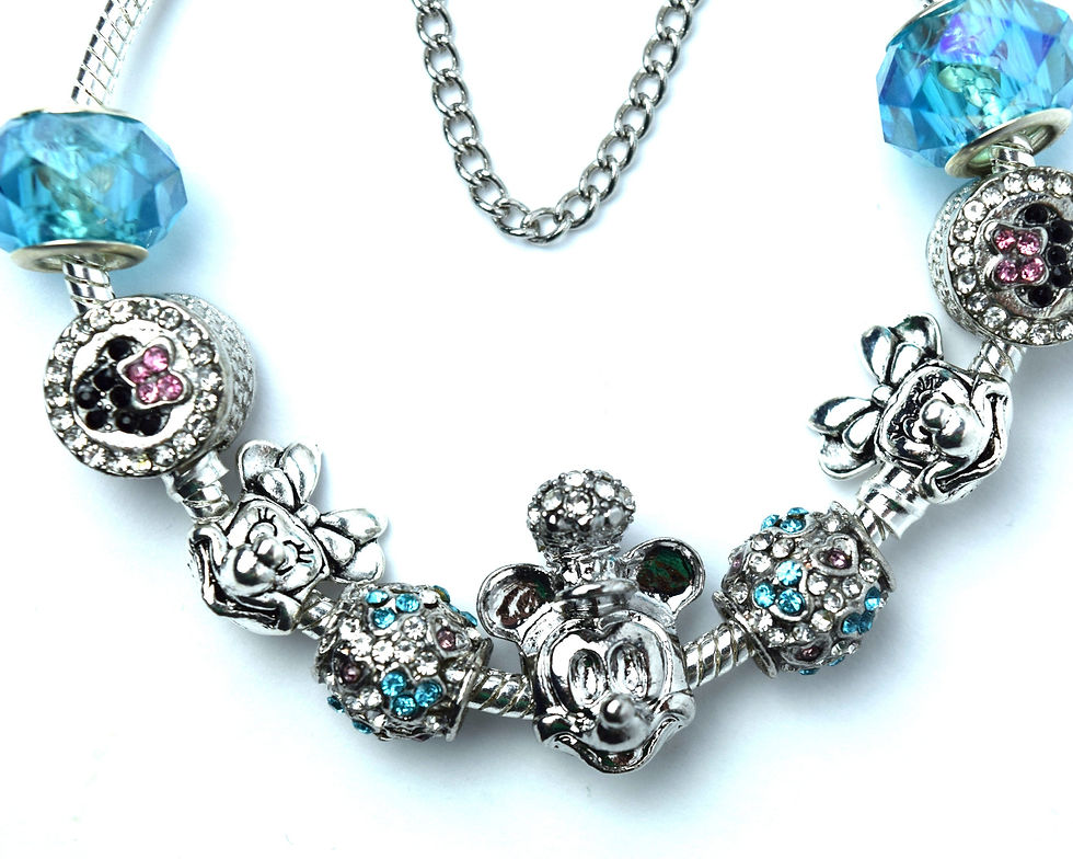Thumbnail: Blue Disney Charm Bracelet | Pink Minnie Charm Bracelet | Blue Mickey Mouse Char