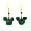 Thumbnail: Green Glitter Mickey Mouse Joy Christmas Ornament Earrings | Mickey Mouse Earrin