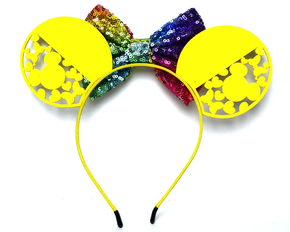 Thumbnail: Yellow and Rainbow Glitter Minnie Ears | Minnie Mouse Ears | Mickey Ears |  Disn