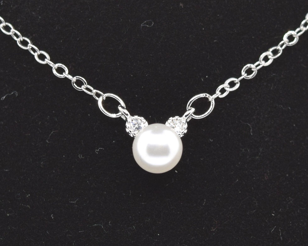 Thumbnail: Rhinestone and Pearl Silver Mickey Mouse Jewelry | Pearl Mickey Mouse Earrings |
