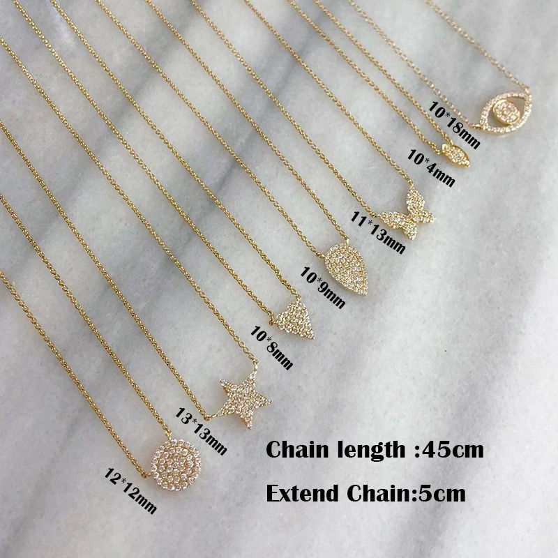 Thumbnail: TIANDE Gold Color Necklace for Women Trendy Zircon Heart Star Butterfly Eye Chai