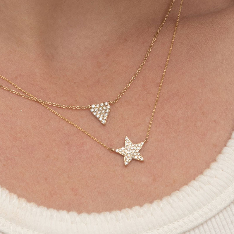 Thumbnail: TIANDE Gold Color Necklace for Women Trendy Zircon Heart Star Butterfly Eye Chai