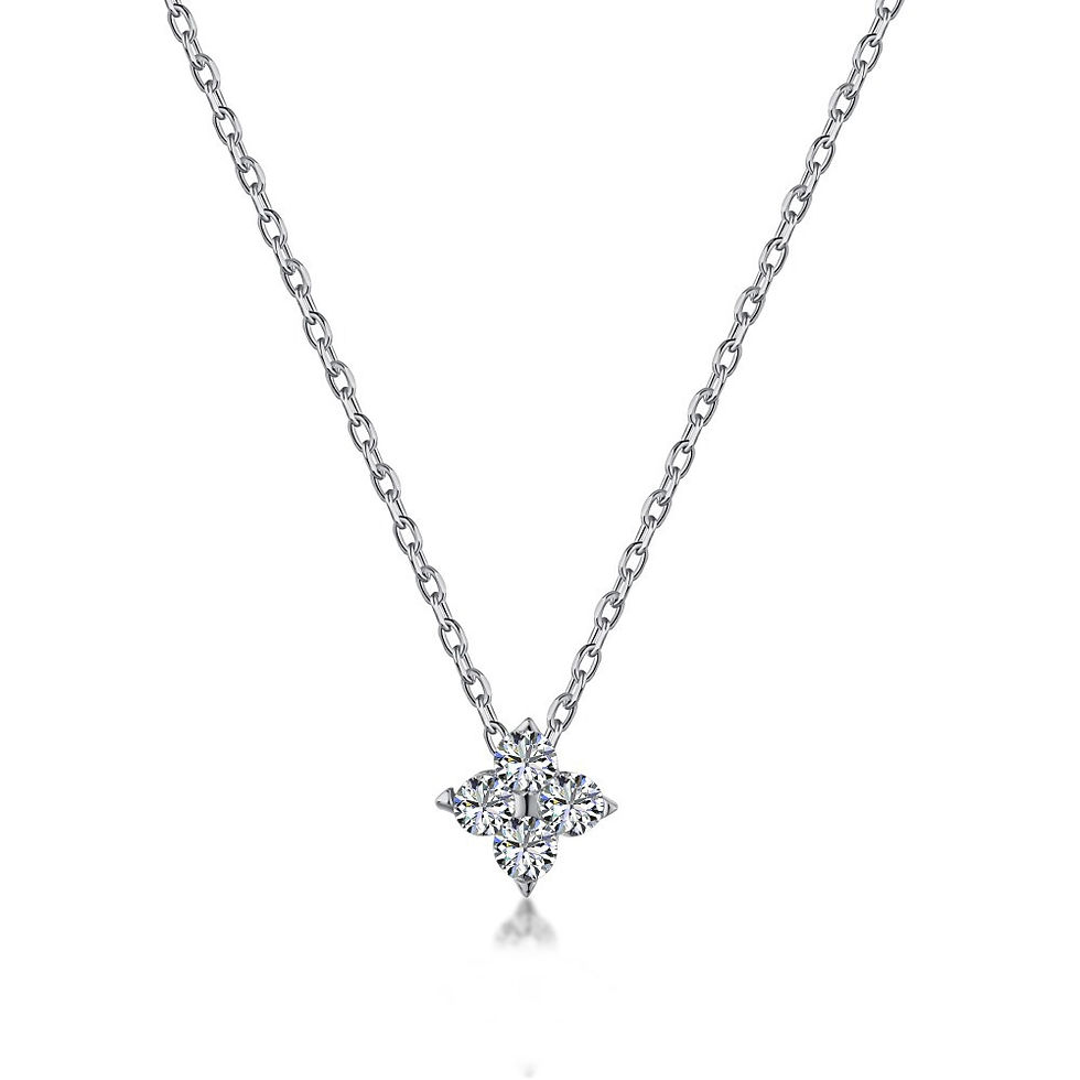 Thumbnail: New Stainless Steel Zircon Necklaces for Women 18K Gold Plated Four Leaf Grass C