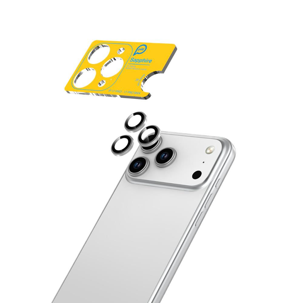 iPhone 17 Pro/17 Pro Max Safir Lens Koruyucu - Gümüş