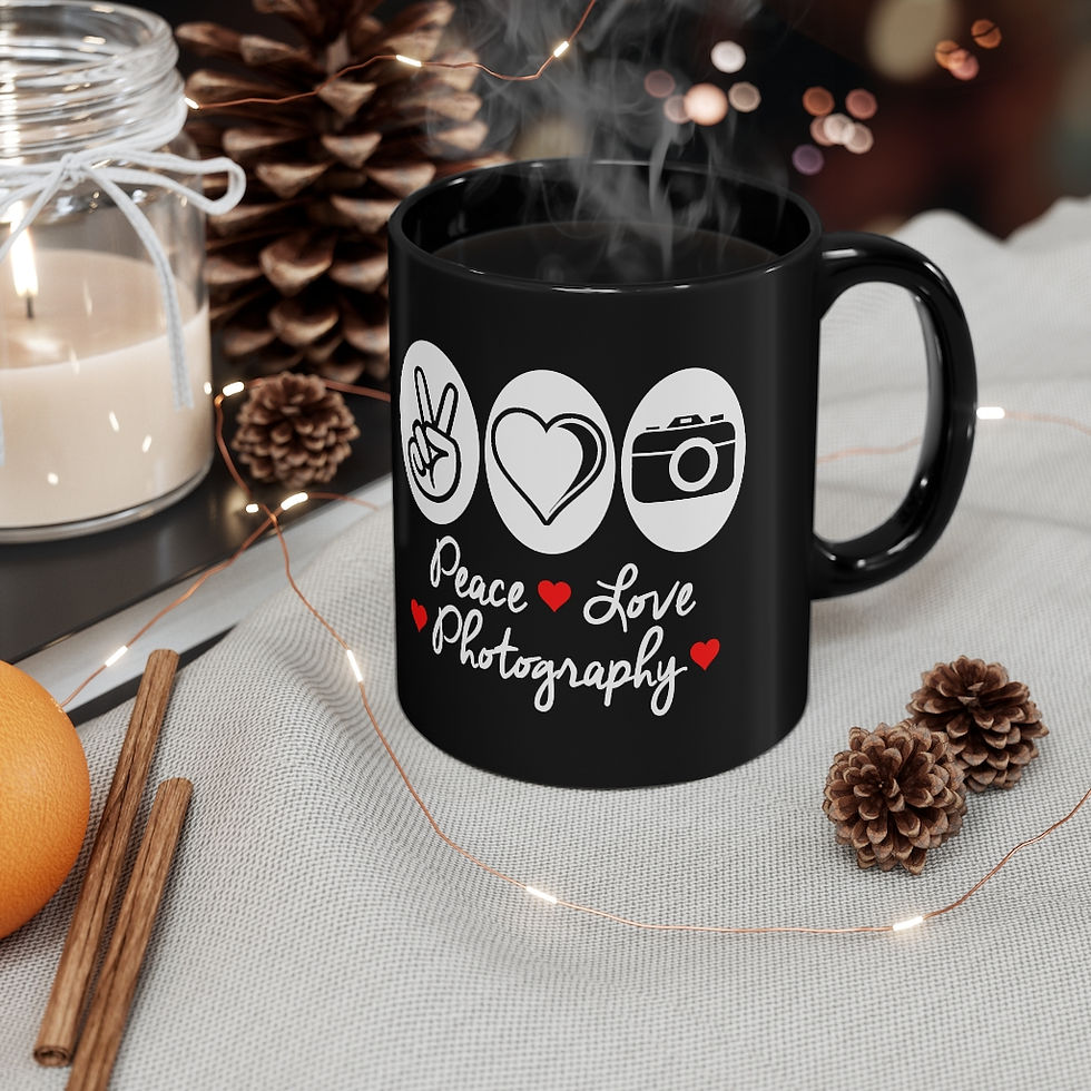 Thumbnail: Peace Love Photography Black mug 11oz