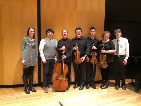 Tray with the string quartet after his senior recital. The Picture of Dorian Gray and Mixim were both premiered.