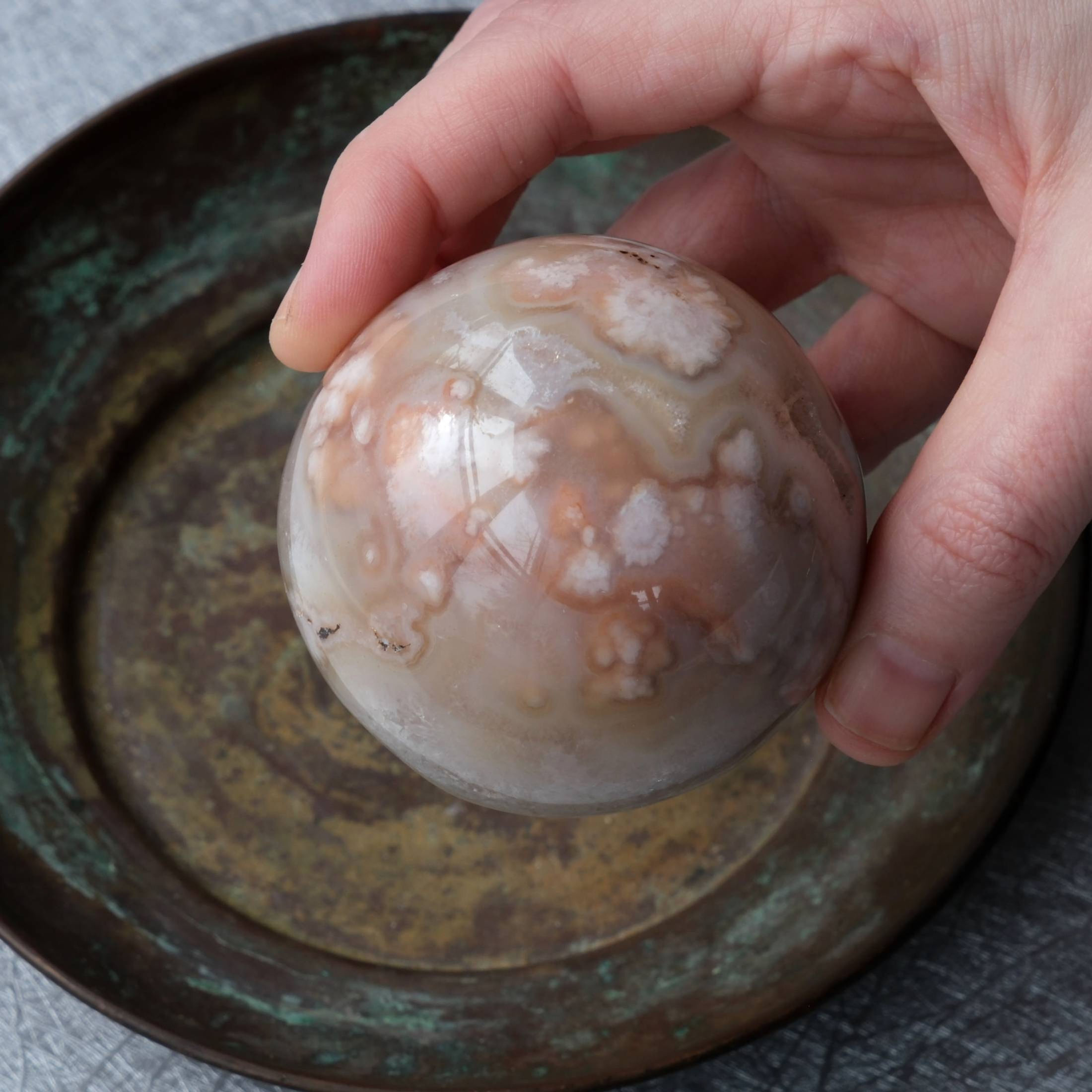 64mm Flower Agate Sphere from Brazil