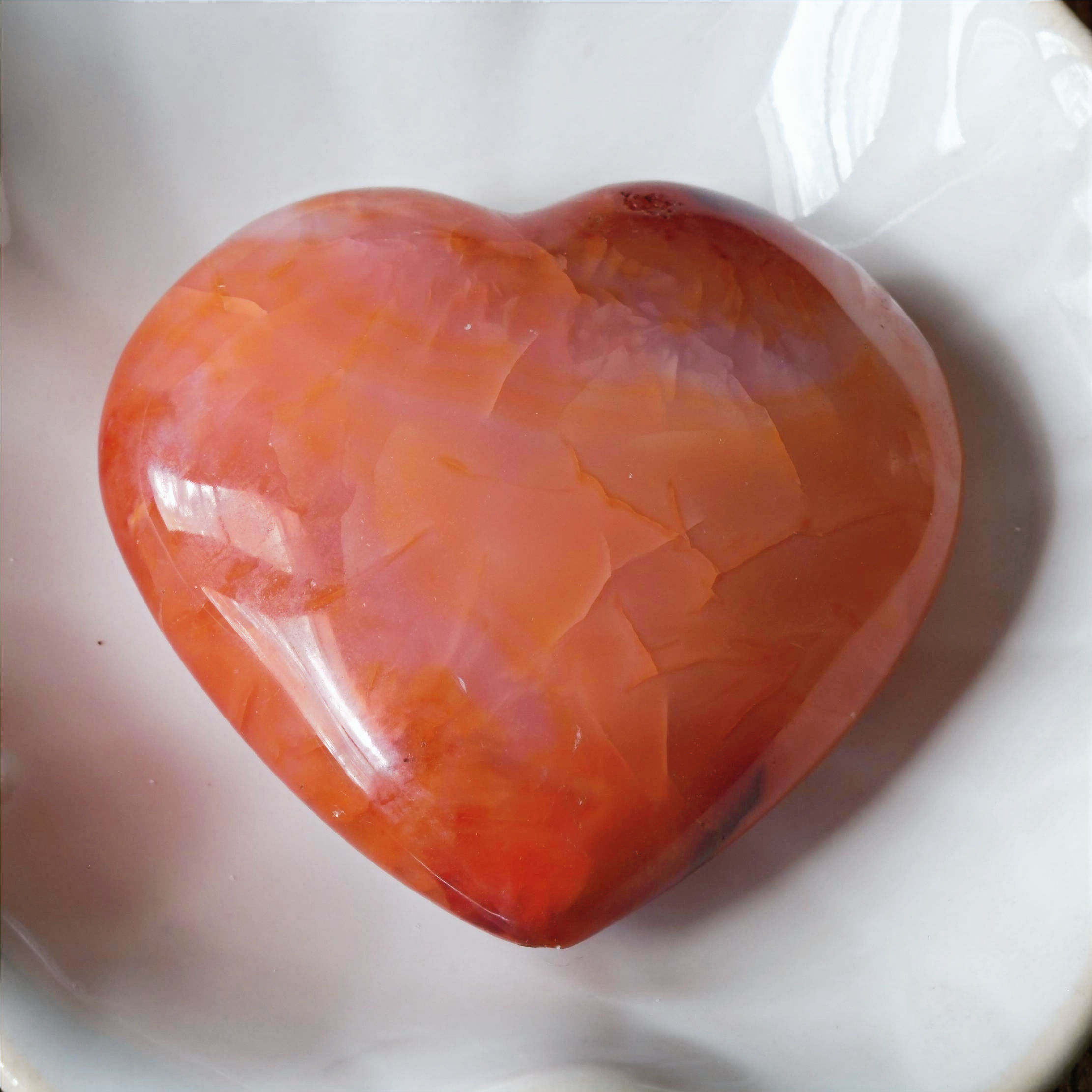 Energetic Carnelian Heart with a Druzy Pocket