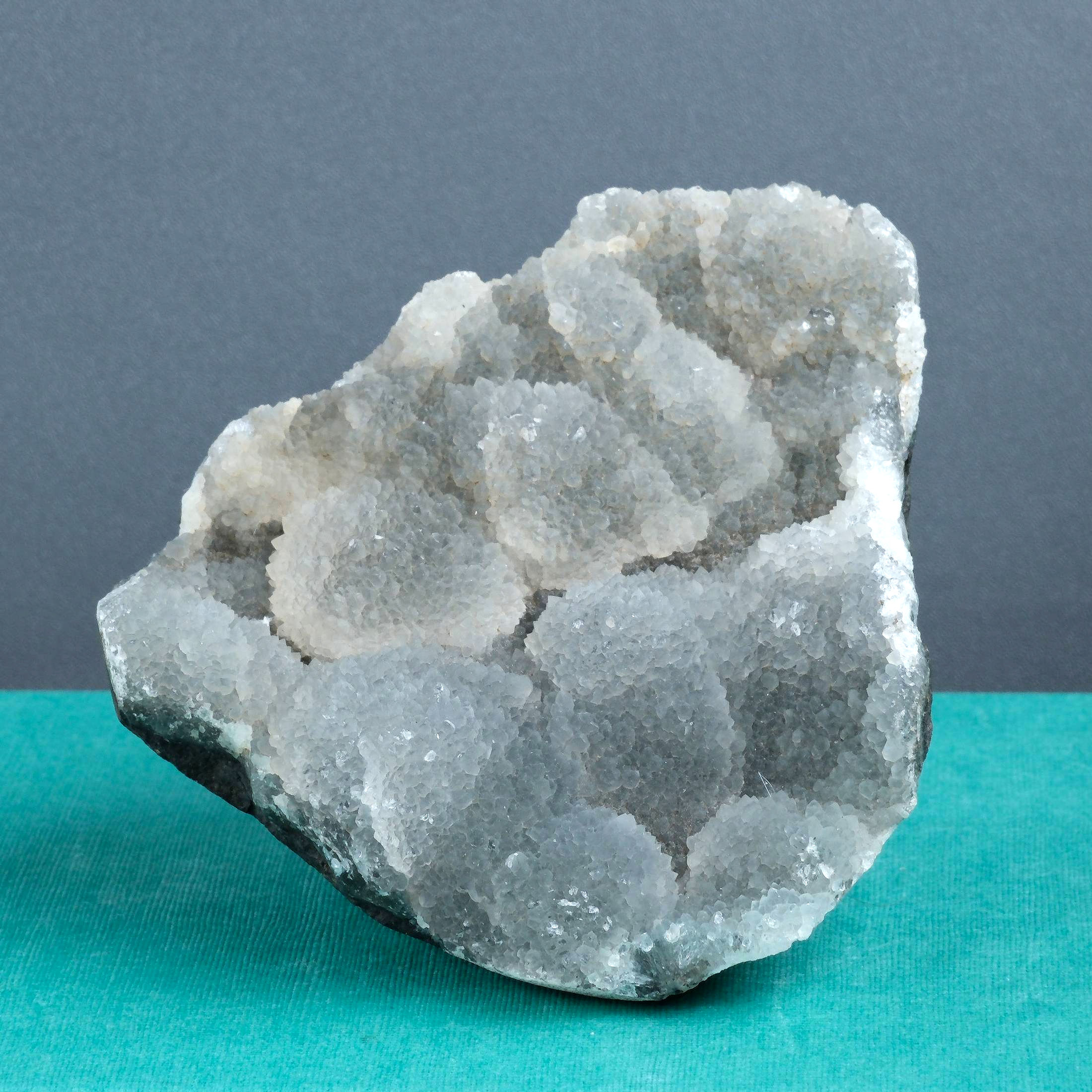 Apophyllite on Black Chalcedony