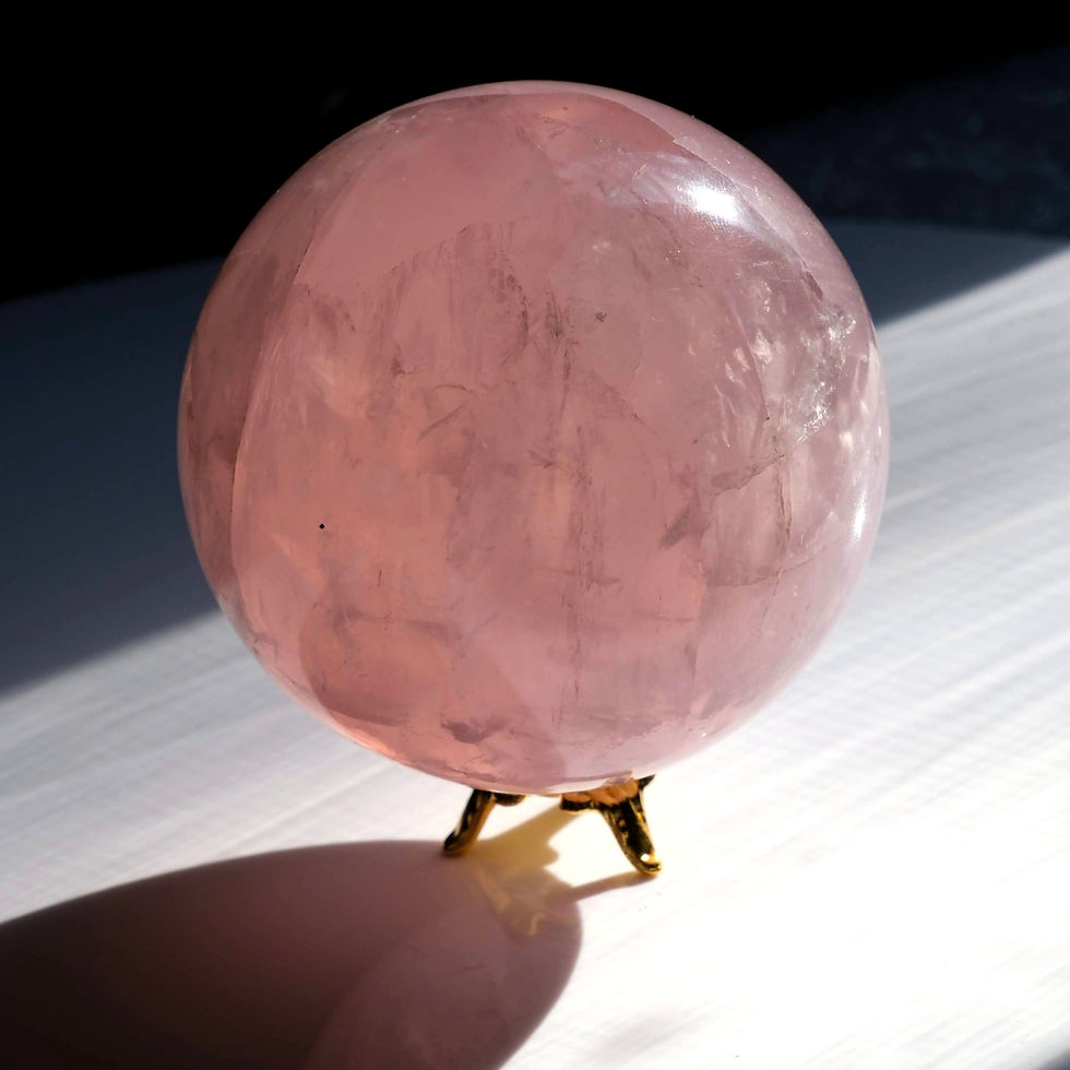 Thumbnail: 68mm Star Rose Quartz Sphere | Asterism & Rainbows